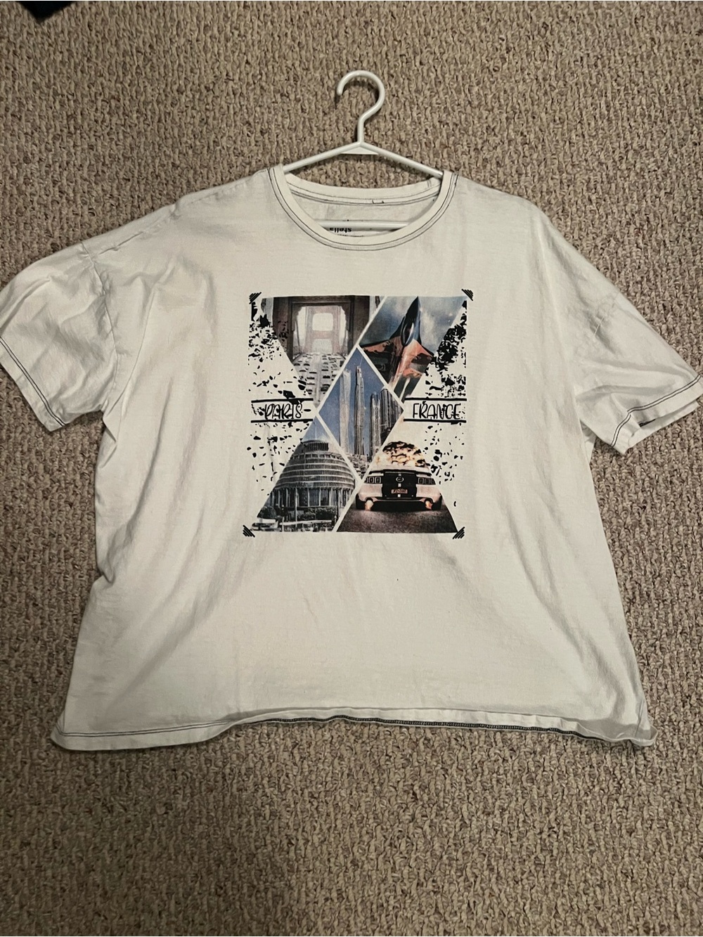 Men's White Graphic Paris Crewneck Tee